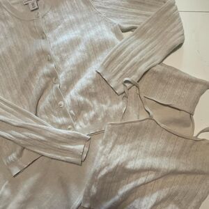 Cream Cardigan Pant 3 Piece Set